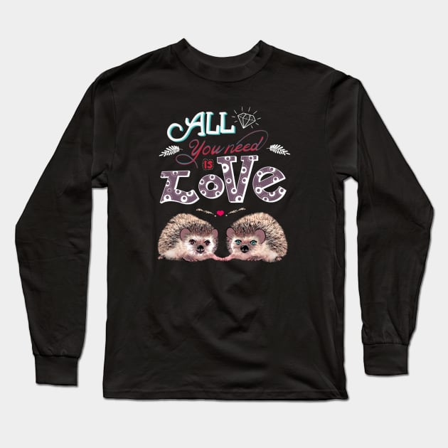 Hedgehog in love, lovers couple cute Long Sleeve T-Shirt by Collagedream